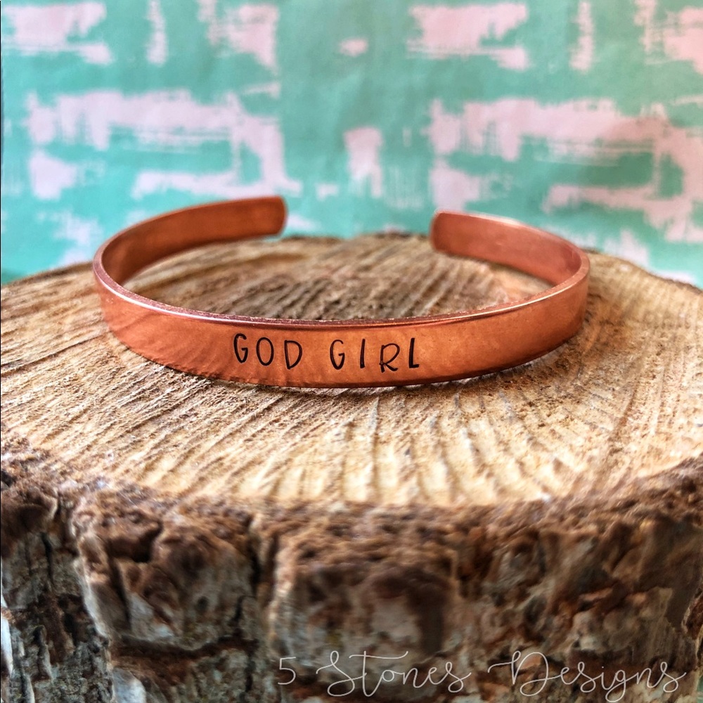 🆕 God Girl Handstamped Cuff Bracelet